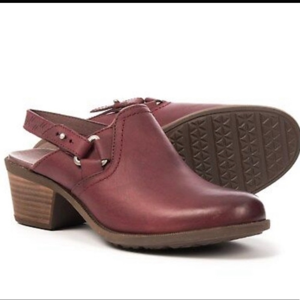 Teva Foxy Burgundy Sling Back Clogs